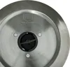 Close-up view of the bottom of a metal appliance, showing a central black component with blades and surrounding metal. Náhled obrázku produktu