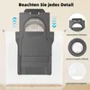 A close-up of a vacuum cleaner dust bag attachment with accompanying feature callouts. Produktbild-Vorschau