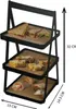 Etagere 3 Etagen Bambus Metall schwarz tragbar Produktbild-Vorschau 5