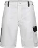A pair of white work shorts with black stitching and black pocket accents. Produktbild-Vorschau