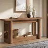 A wooden console table with decorative items and storage in a hallway. Podgląd zdjęcia produktu