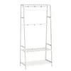 A white clothing rack with shelves and hooks, displayed against a white background. Anteprima dell’immagine prodotto