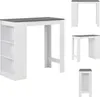 A white and gray bar table with shelves is shown from the front. Náhled obrázku produktu