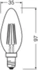 A technical drawing of an LED candle light bulb with dimensions indicated. Anteprima dell’immagine prodotto