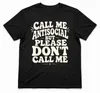 Camiseta negra "Call Me Antisocial But Please Don't Call Me Vista previa de la imagen del producto 2