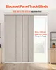 A room with a large window covered by panel track blinds, with furniture visible on the sides. Voir les images du produit