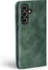 A green flip case for a smartphone is shown from the side. Produktbild-Vorschau