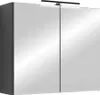 A modern, mirrored medicine cabinet with a black light fixture above it, set against a white background. Náhled obrázku produktu