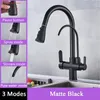 Vodovodní baterie, dvojitá rukojeť, výsuvná tryska, matná Náhled obrázku produktu 2