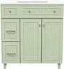 A light green bathroom vanity with a white countertop and sink, shown from the front against a white background. Anteprima dell’immagine prodotto