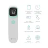 A digital thermometer with accompanying feature icons and text descriptions. Produktbild-Vorschau