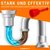A diagram showing a drain pipe with a plunger, illustrating a cleaning process. Produktbild-Vorschau