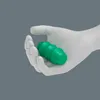 A white mannequin hand holding a green, segmented object. Produktbild-Vorschau