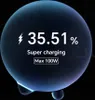 A graphic showing a charging percentage and charging speed. Produktbild-Vorschau
