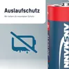 A close-up of a battery with marketing text and an icon indicating leak protection. Náhľad obrázku produktu