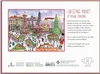 A watercolor illustration of a bustling Christmas market with stalls, a Ferris wheel, and people. Anteprima dell’immagine prodotto