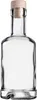A clear glass bottle with a wooden cork, isolated on a white background. Voir les images du produit