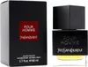 Yves Saint Laurent Pour Homme Eau de Toilette mit eckigem Glasflakon und schwarzer Verpackung mit rotem Label, 80 ml. Produktbild-Vorschau