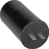 A black cylindrical capacitor with two metal terminals on the front. Produktbild-Vorschau