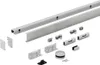 A collection of sliding door hardware components laid out on a white background. Náhled obrázku produktu