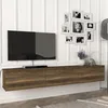 A modern living room setup featuring a wall-mounted TV and a floating media console. Náhľad obrázku produktu