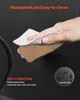 A hand is wiping a spill off a black surface with a white cloth, demonstrating its waterproof and easy-to-clean properties. Podgląd zdjęcia produktu