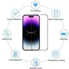 A screen protector for an iPhone 14 Pro Max is shown with various features highlighted by icons and text. Produktbild-Vorschau