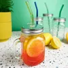4 Trinkgläser mit Deckel und Glasstrohhalme Kaffeegläser Produktbild-Vorschau 3