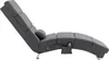 A gray chaise lounge is shown from the side against a white background. It has a segmented backrest and seat, a small pillow, and a storage pouch on the side. Produktbild-Vorschau