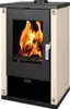A freestanding wood-burning stove with a glass door showing flames. Náhľad obrázku produktu