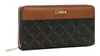 A brown and dark brown wallet with a repeating pattern of the brand name. Anteprima dell’immagine prodotto