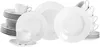 A collection of white porcelain dinnerware, including plates and cups, arranged on a white background. Produktbild-Vorschau