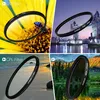 A collage of four images, each showing a camera lens filter with a different photographic scene in the background. Podgląd zdjęcia produktu