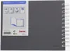 A Hama Fine Art spiral-bound photo album with a gray cover, shown flat against a light gray background. A label with product information and branding is attached to the front cover. Produktbild-Vorschau
