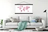 MuchoWow® Textilposter Weltkarte - Rosa - Gemälde 120x60 cm Produktbild-Vorschau 3
