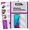 A collage of images showing the installation of a screen protector and a product shot of the screen protector on a phone. Náhled obrázku produktu