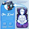 A graphic illustration of a child in a car seat, with text overlays highlighting features. Náhľad obrázku produktu