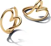 Two gold heart-shaped hoop earrings are displayed on a white background. Anteprima dell’immagine prodotto