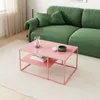 Stolik kawowy 'Solund' stalowy 90 x 60 x 45 cm różowy Podgląd zdjęcia produktu 3