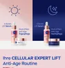 A split image showing NIVEA Cellular Expert Lift products for day and night routines, with accompanying text and icons. Voir les images du produit