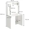 A diagram showing the dimensions of a white desk. Anteprima dell’immagine prodotto