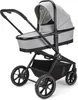 A studio shot of a gray and black baby stroller. Produktbild-Vorschau