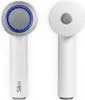 Two views of a white electric callus remover with a silver head and blue accents. Produktbild-Vorschau