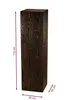 A dark brown wooden column with dimensions indicated by purple lines and text. Produktbild-Vorschau