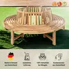 A circular wooden garden bench with a backrest, placed on a green lawn. Produktbild-Vorschau
