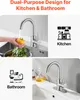 A collage showing a faucet in a kitchen sink and a bathroom sink, with icons representing each location. Anteprima dell’immagine prodotto