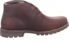 A side view of a brown leather boot. Voir les images du produit