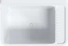 A top-down view of a white resin sink with a ribbed drainboard on the right side. Produktbild-Vorschau