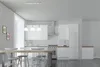 A modern kitchen and dining area with a pendant light fixture over a dining table. Produktbild-Vorschau