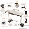 A diagram illustrating the features of a height-adjustable desk. Voir les images du produit